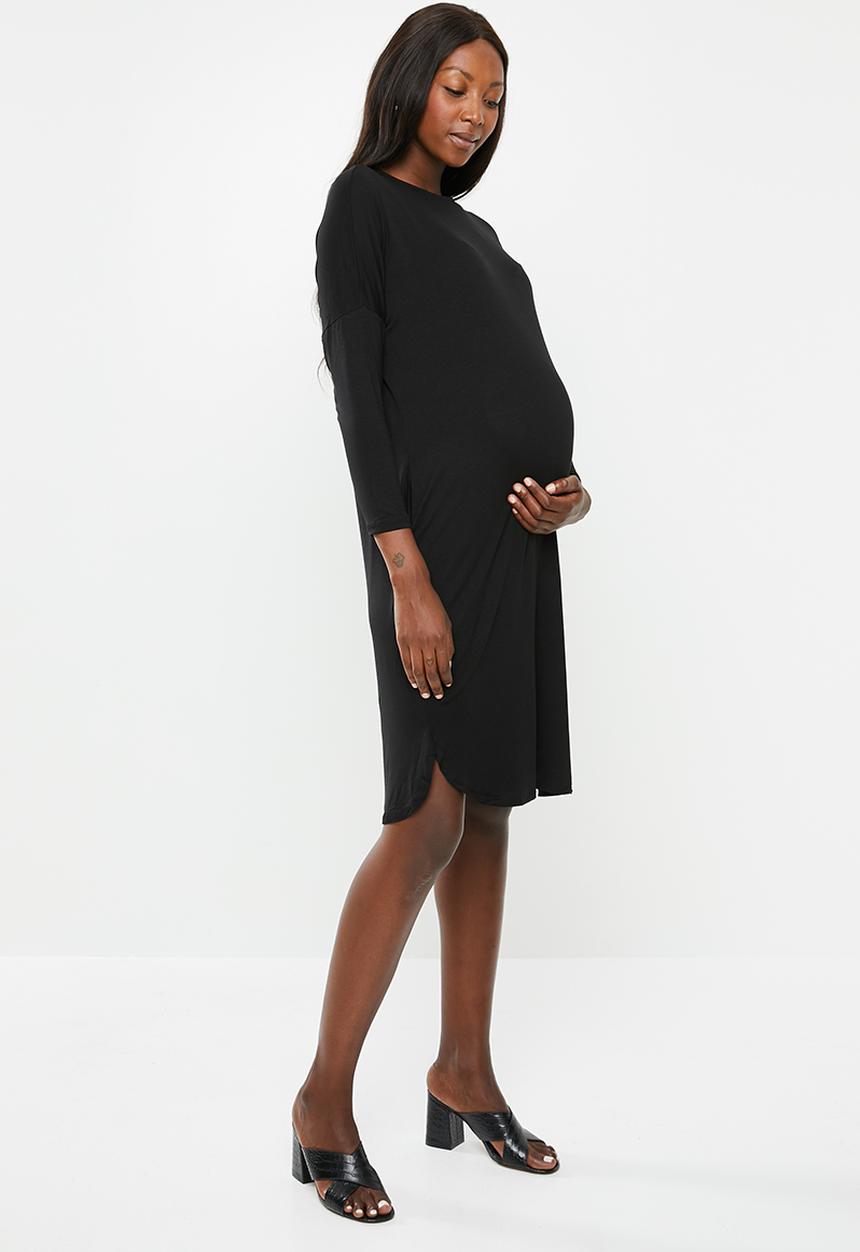 Superbalist - 3/4 sleeve maternity pocket dress - black