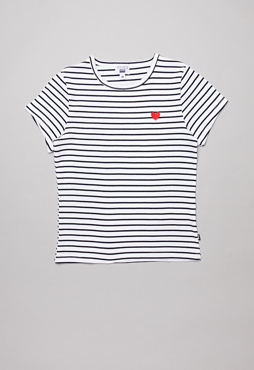 Free by Cotton On - Jayde ribbed short sleeve top -  white & navy 