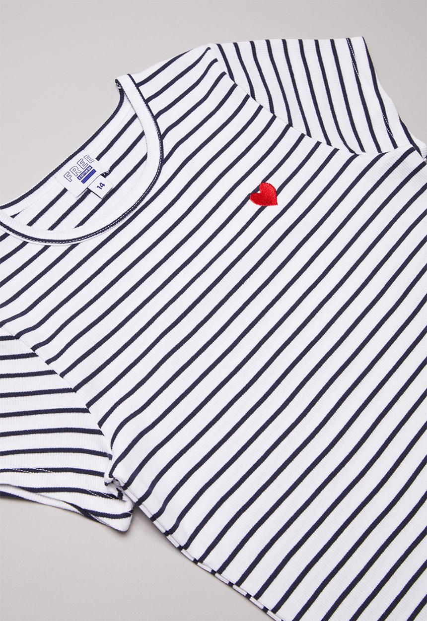 Free by Cotton On - Jayde ribbed short sleeve top -  white & navy 