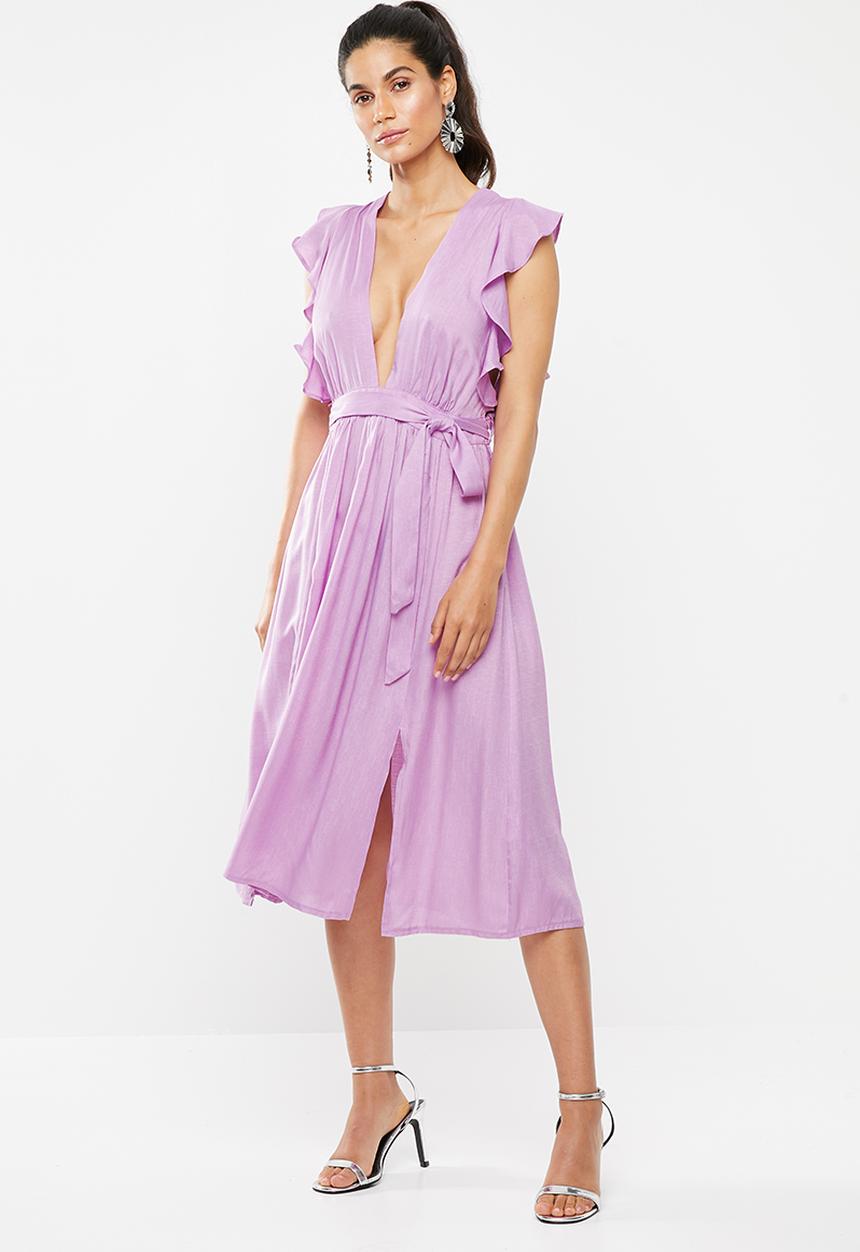 Glamorous - Plunge v midi dress - purple 