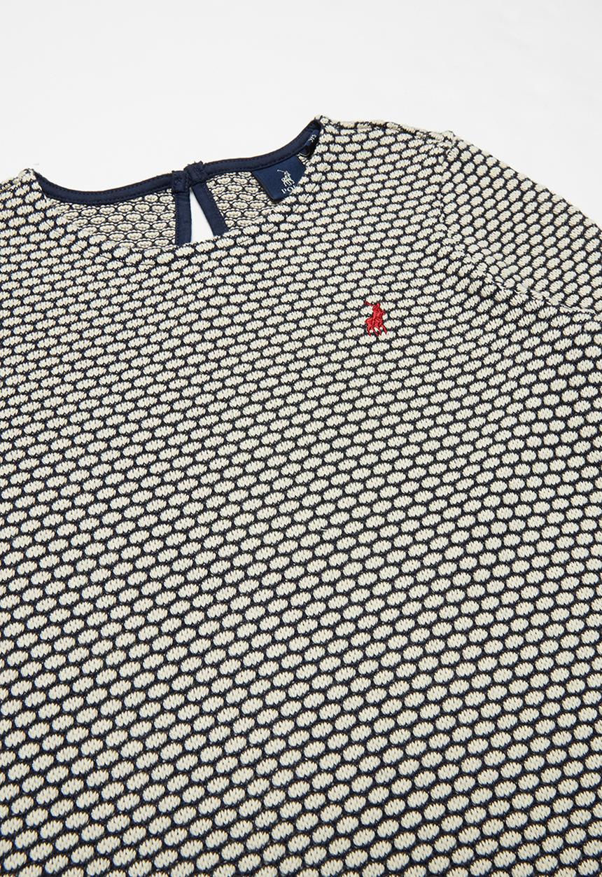 POLO - Long sleeve textured knit dress - navy