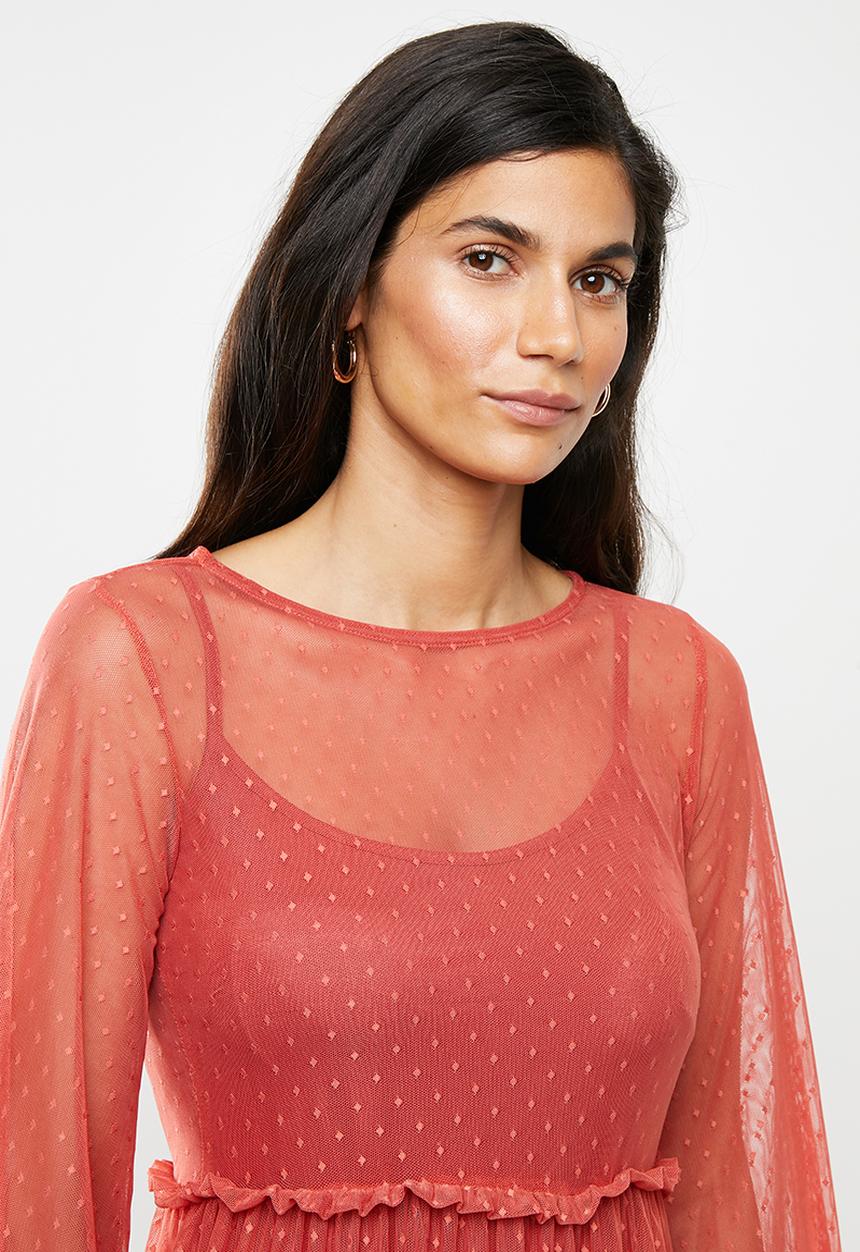 Me&B - Mash long sleeve dress - rust