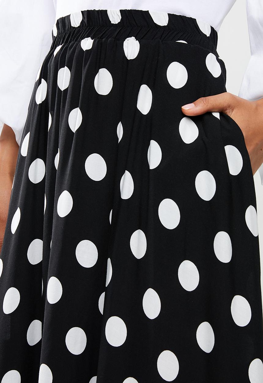 Me&B - Full volume skirt with side pockets - black & white 