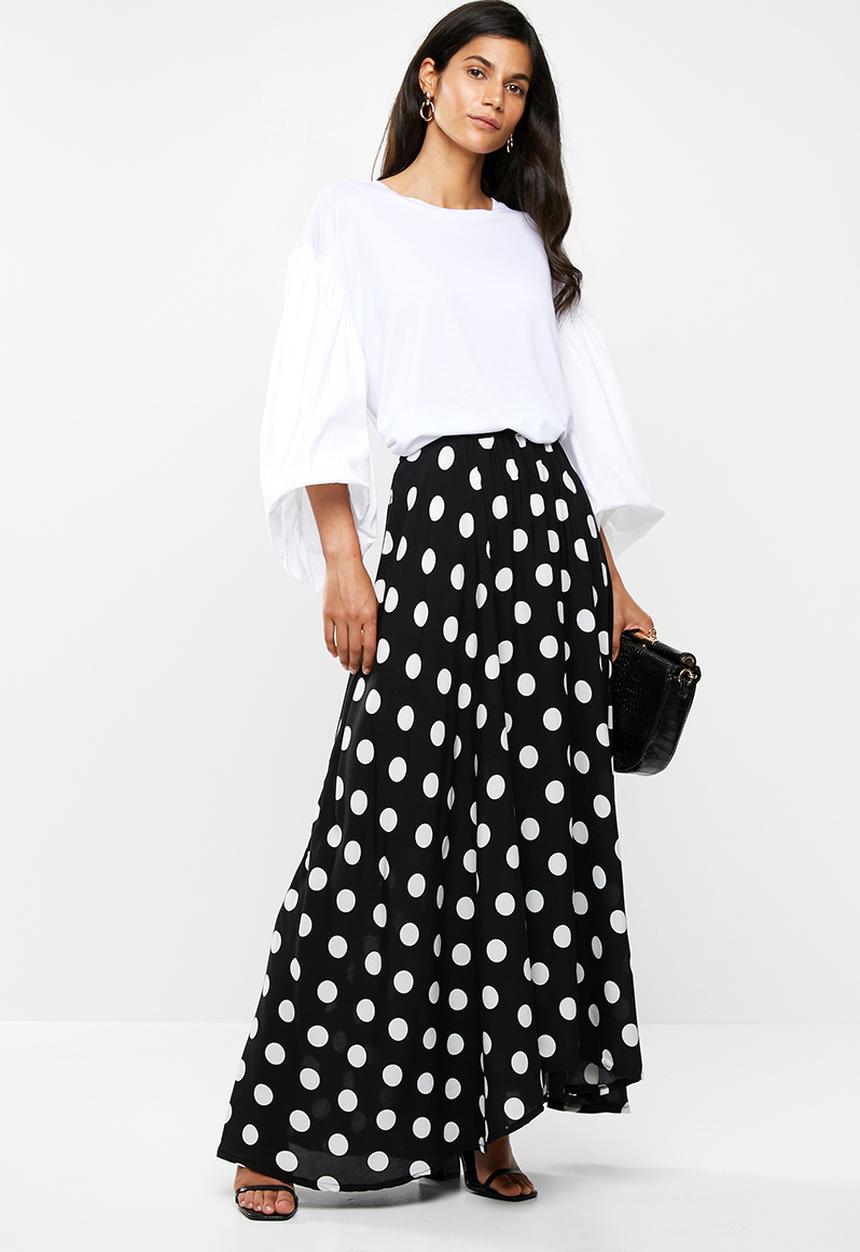 Me&B - Full volume skirt with side pockets - black & white 