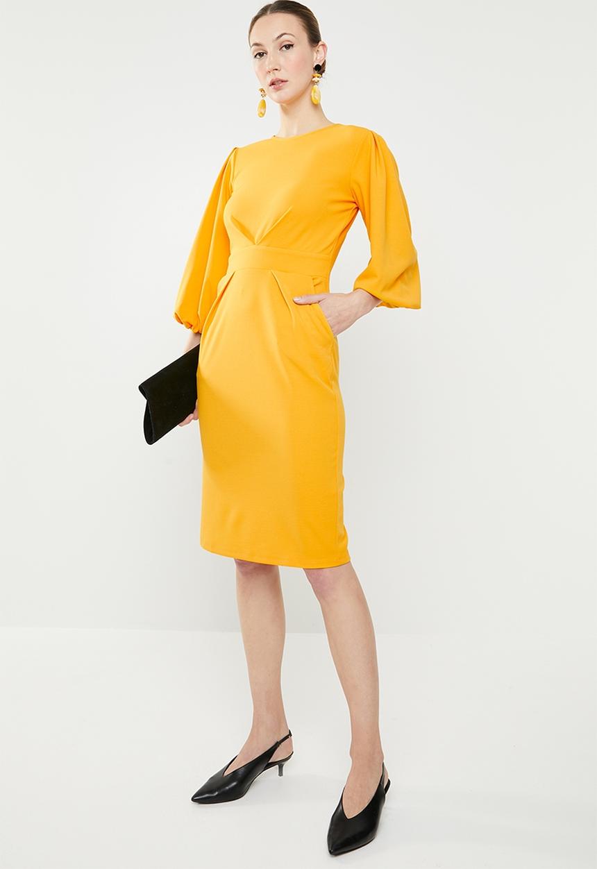 edit - Lantern sleeve dress - yellow