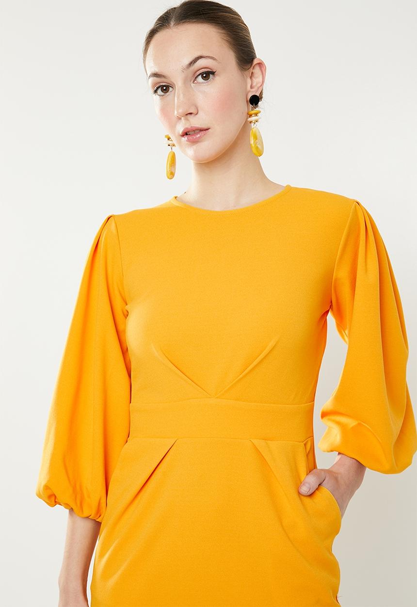 edit - Lantern sleeve dress - yellow