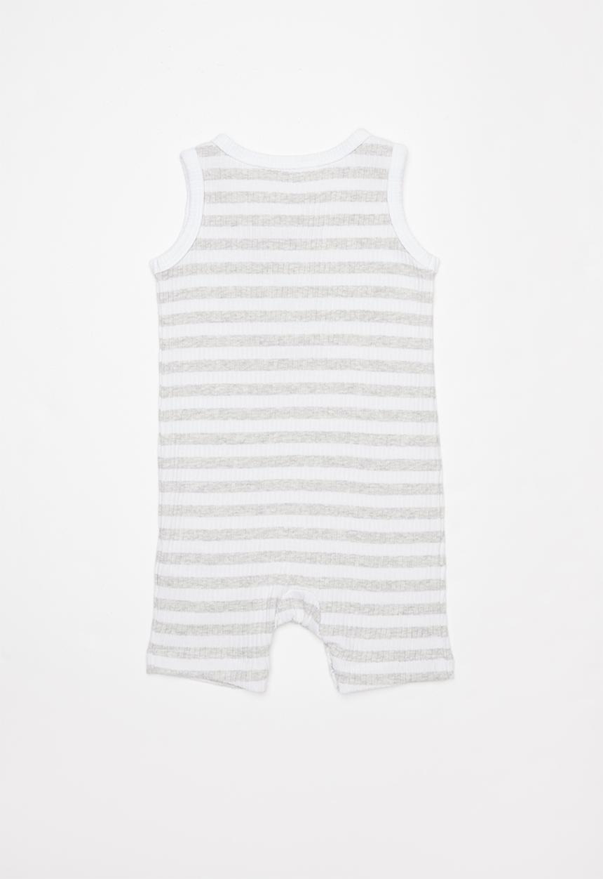 Cotton On - The sleeveless short leg romper -  grey & white 