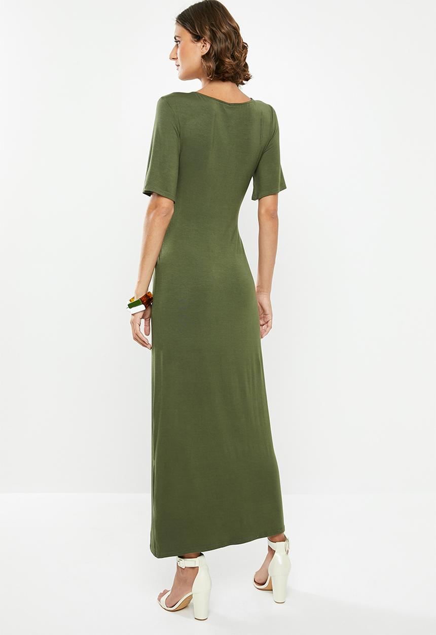 edit - Knot front maxi dress - khaki 