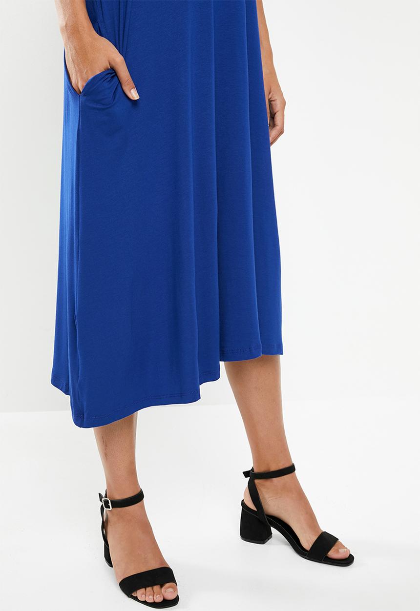 edit - Sleeveless swing midi dress - blue