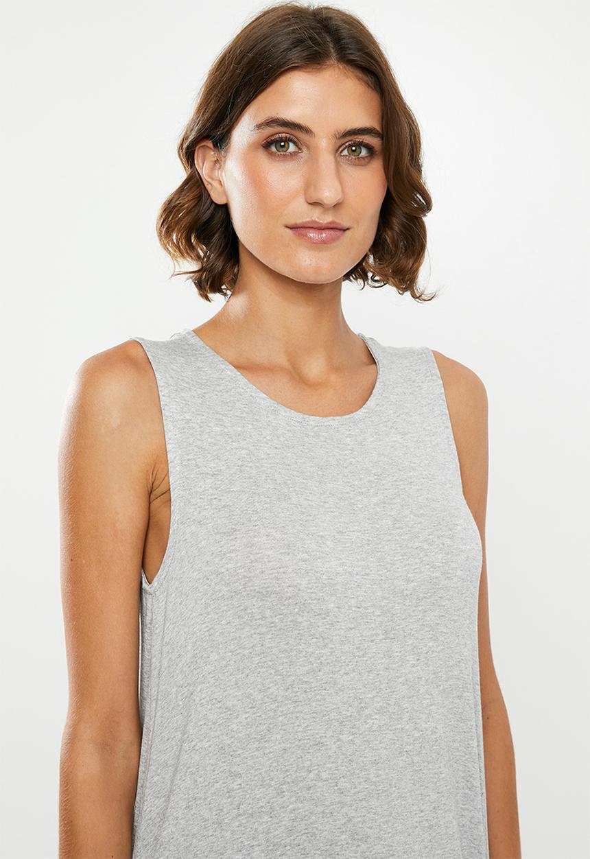 edit - Sleeveless swing midi dress - grey 