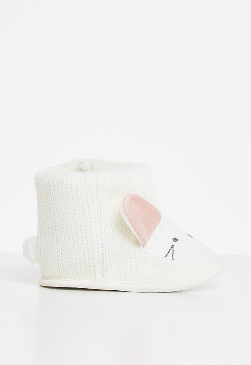Pop Candy - Mouse booties - white