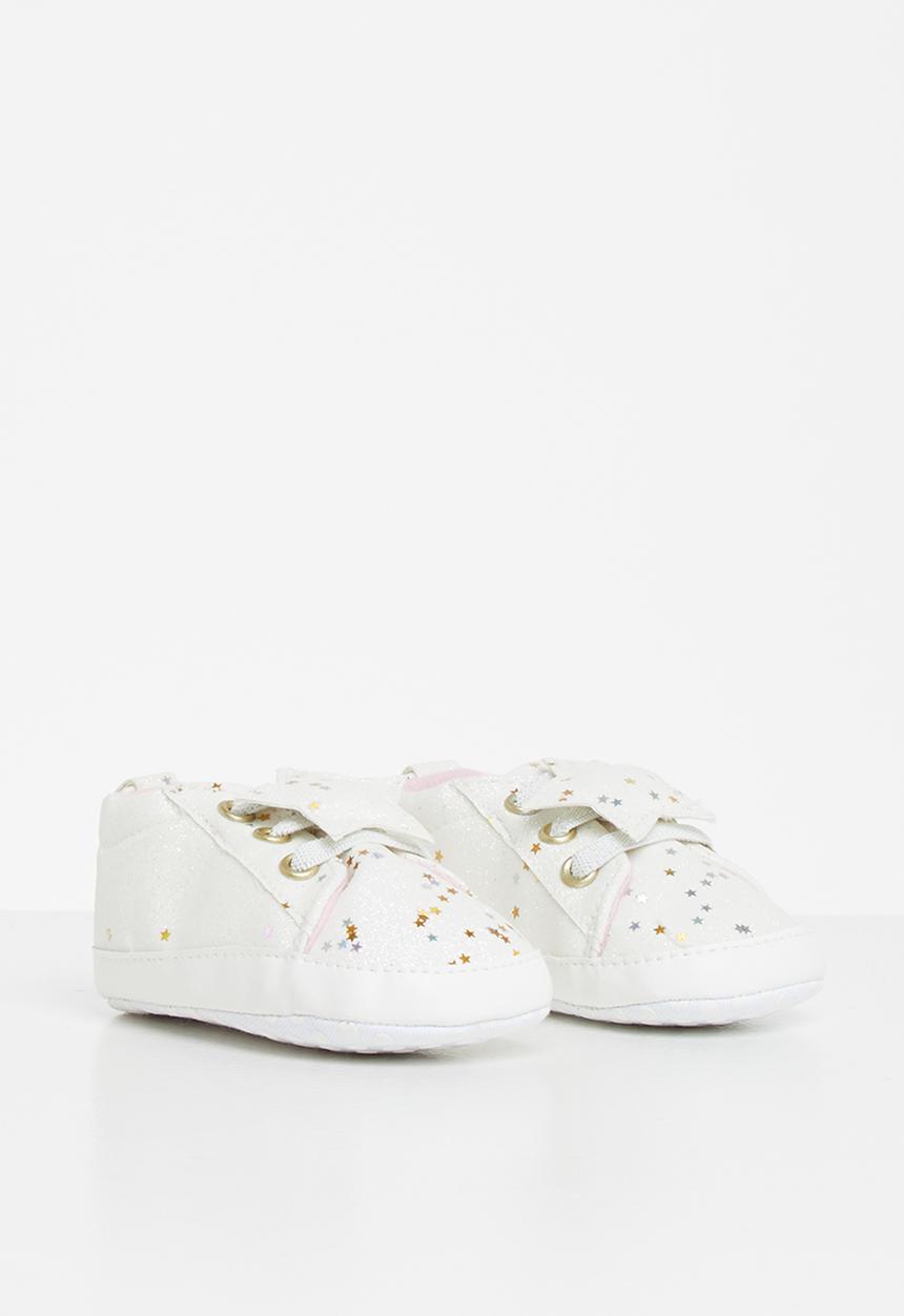 Pop Candy - Pram shoe with stars - white