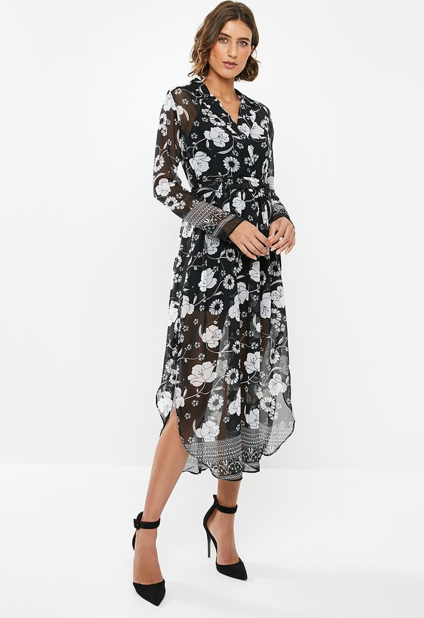 edit - Maxi wrap dress - black & white