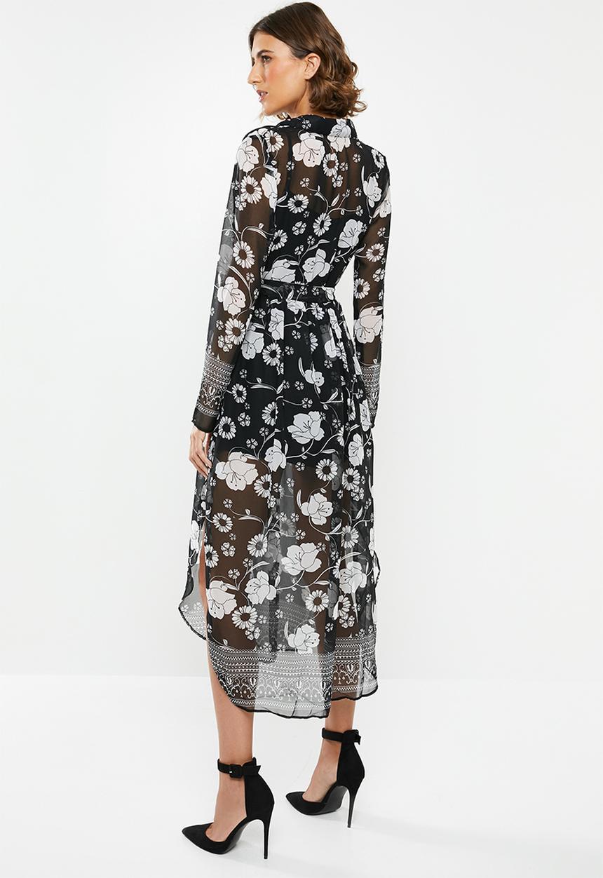 edit - Maxi wrap dress - black & white