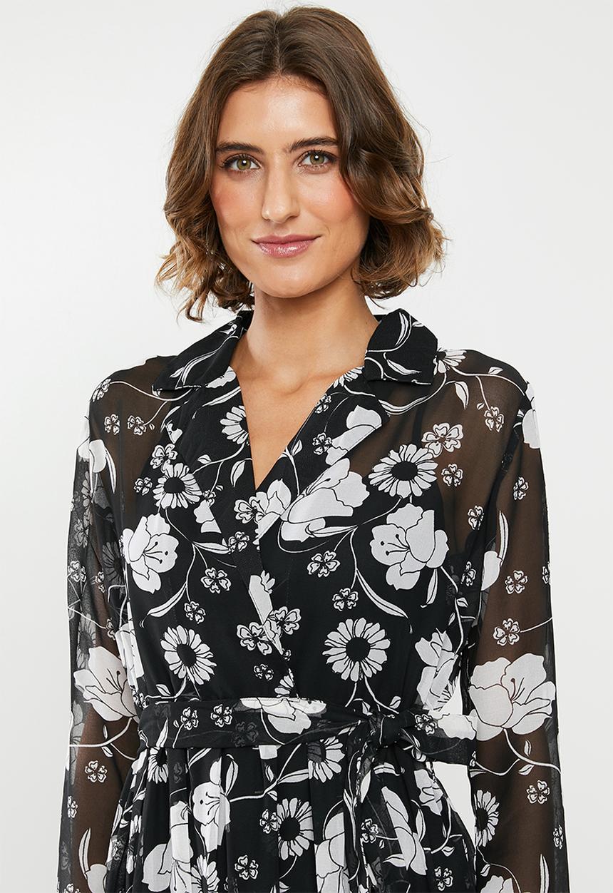 edit - Maxi wrap dress - black & white