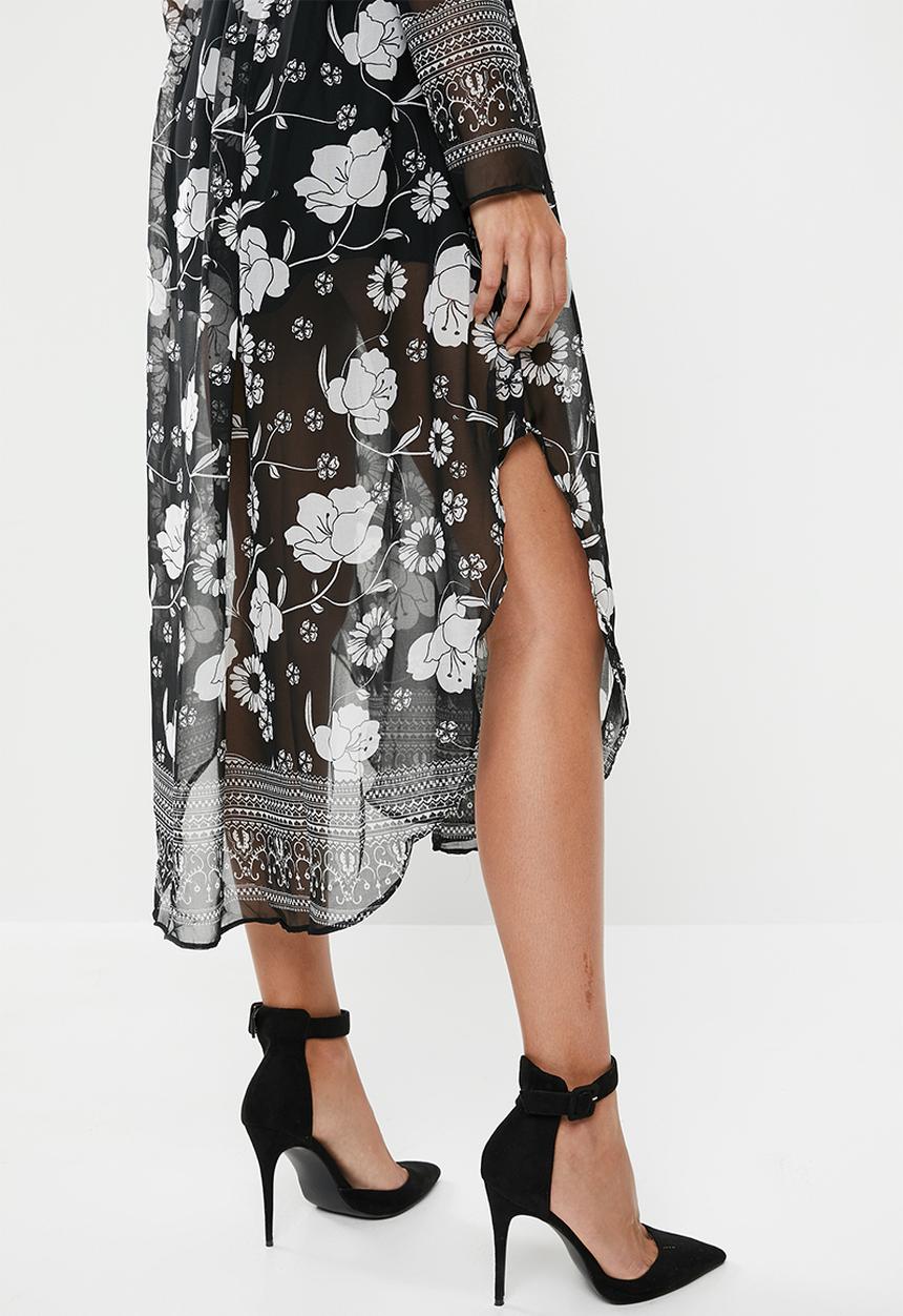 edit - Maxi wrap dress - black & white