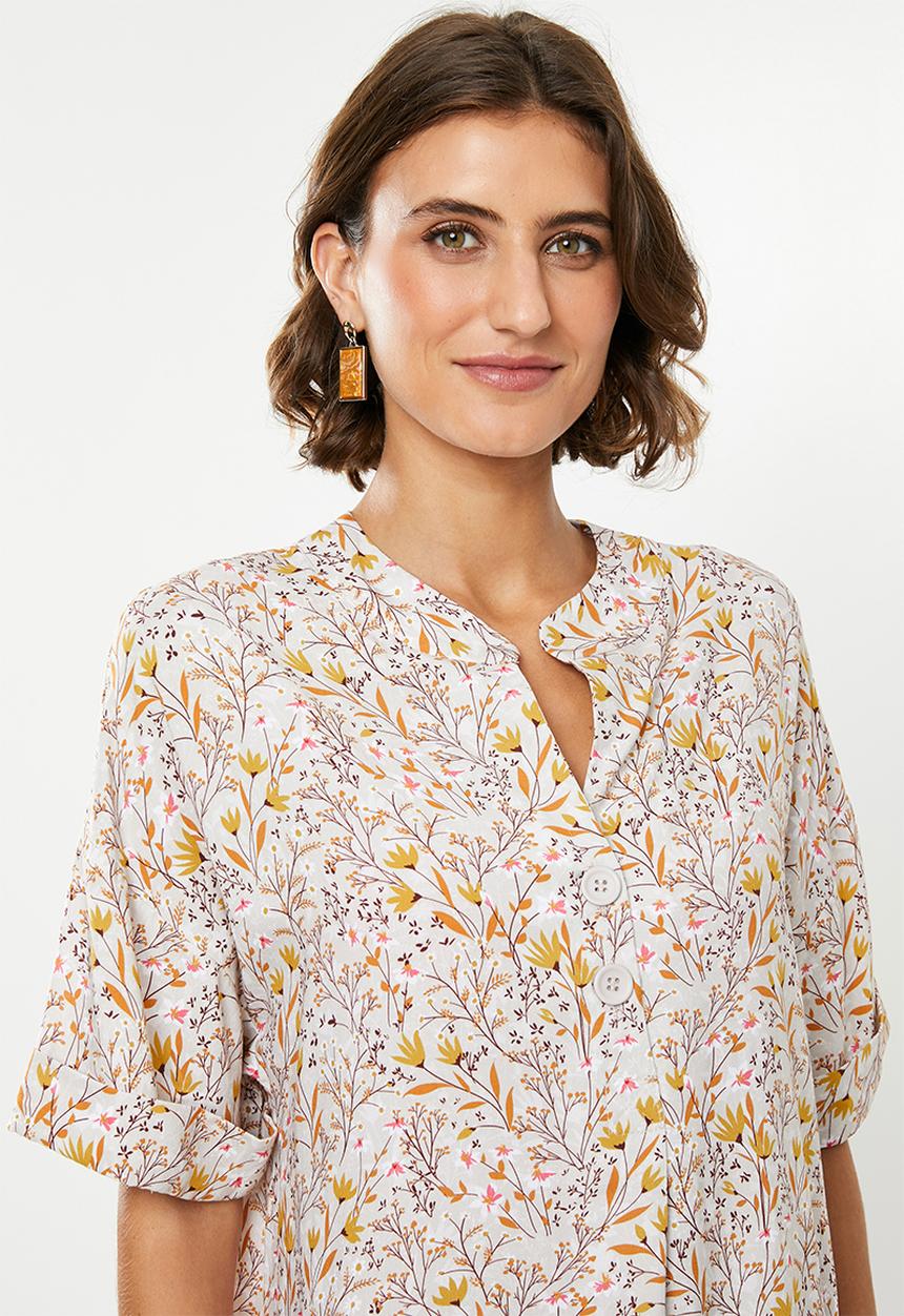 edit - Pleat front shift dress - multi