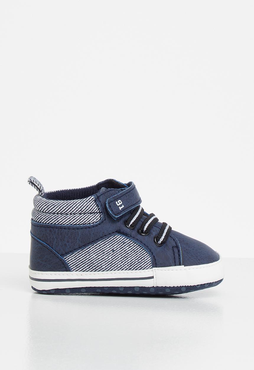 Pop Candy - Baby hi top pram shoe - navy