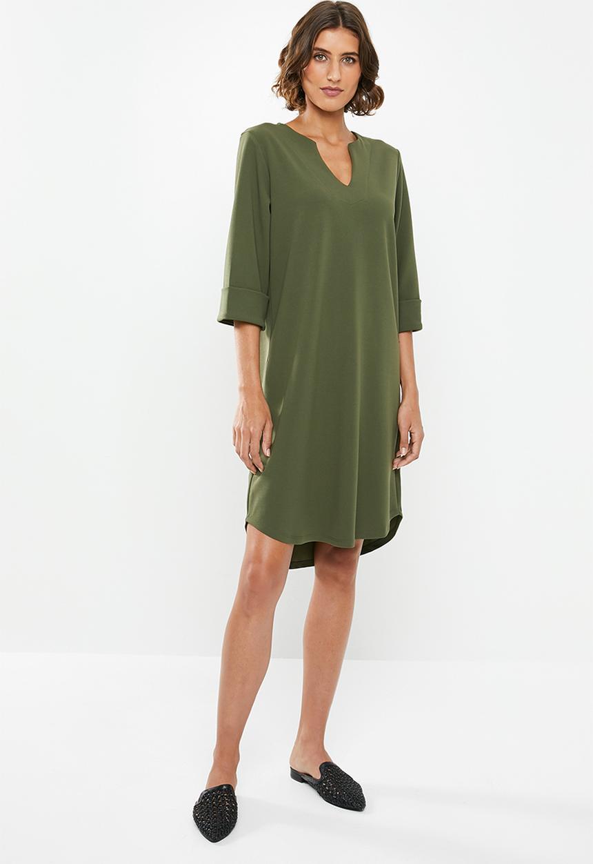 edit - Crepe tunic dress - khaki
