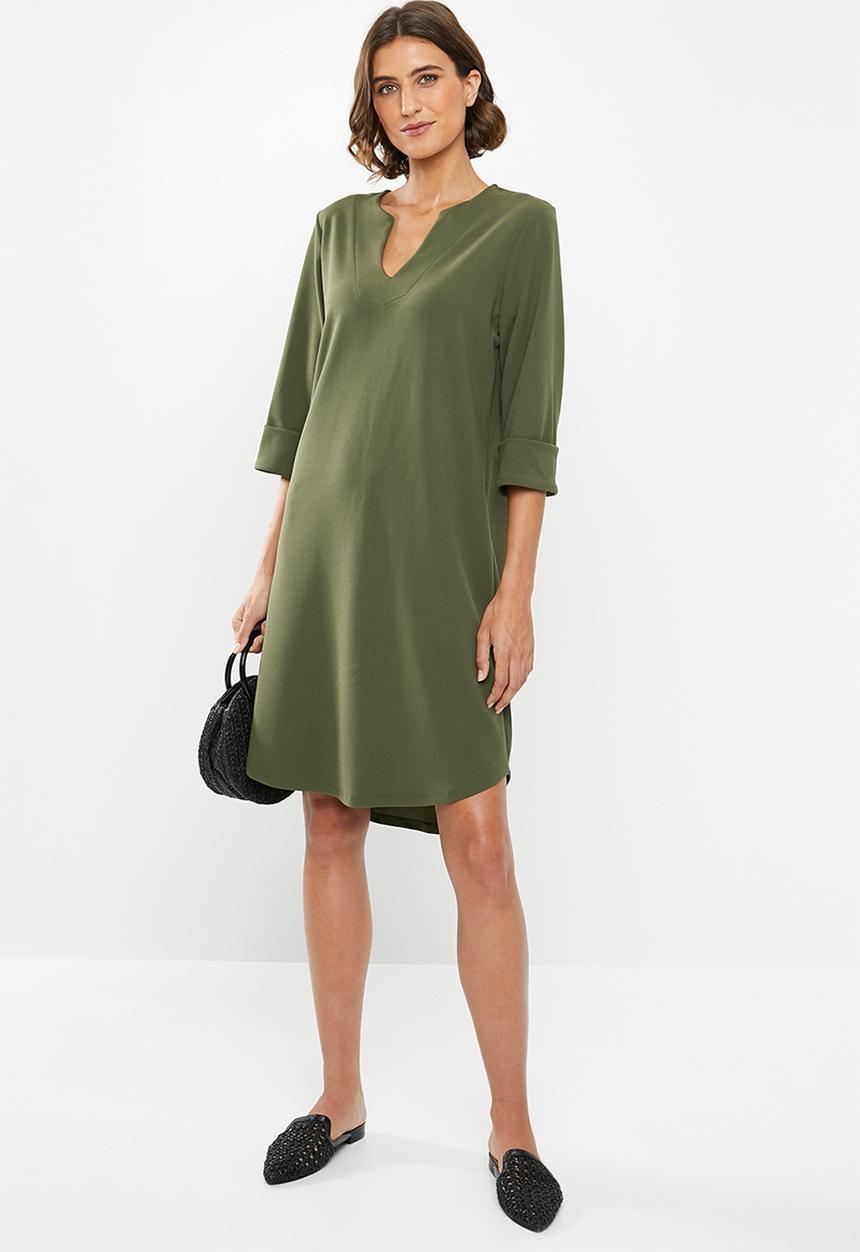 edit - Crepe tunic dress - khaki