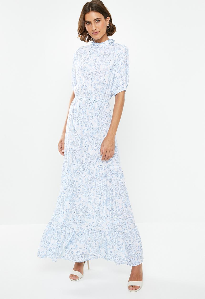 edit - Tiered peasant dress - blue & white