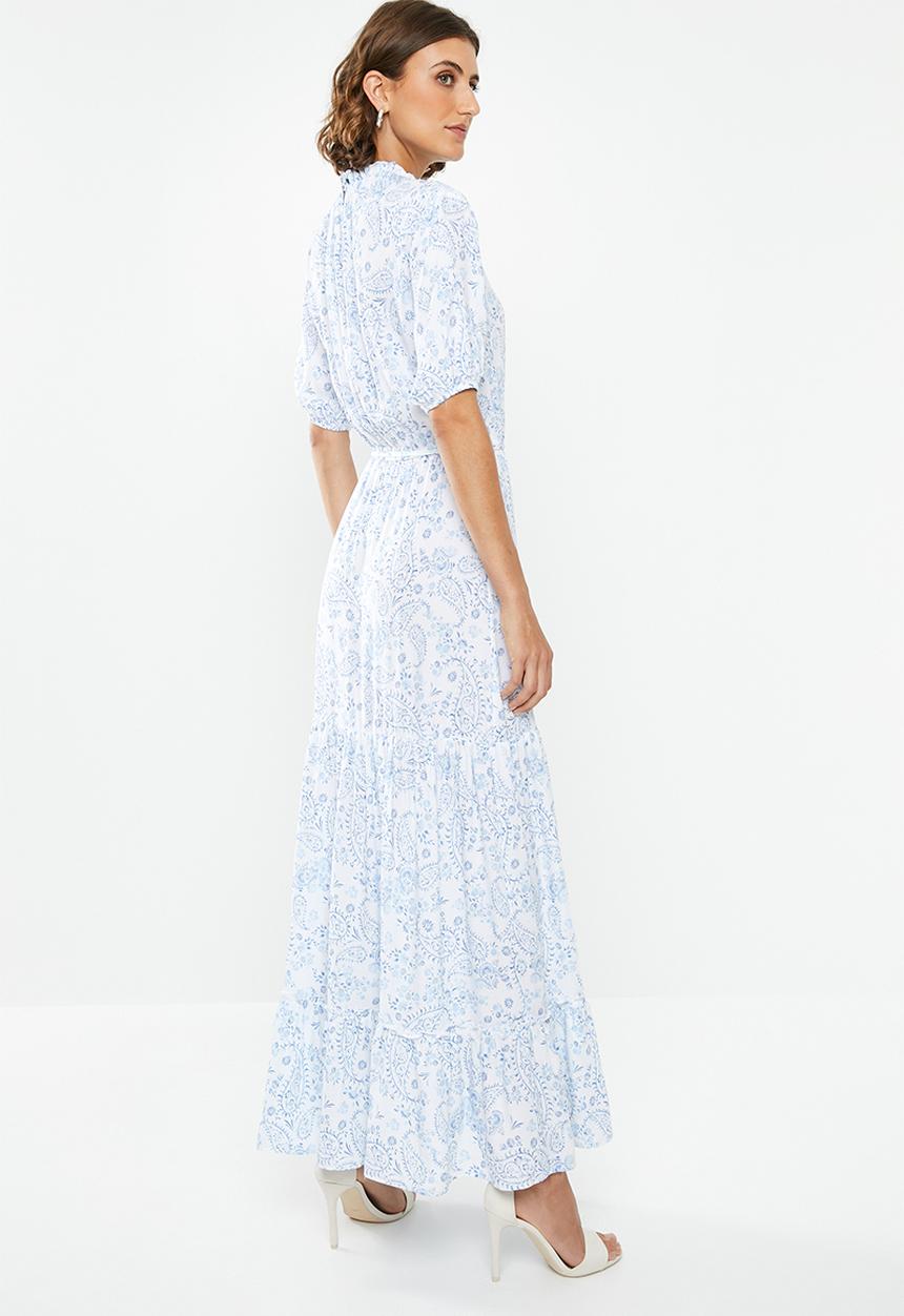 edit - Tiered peasant dress - blue & white