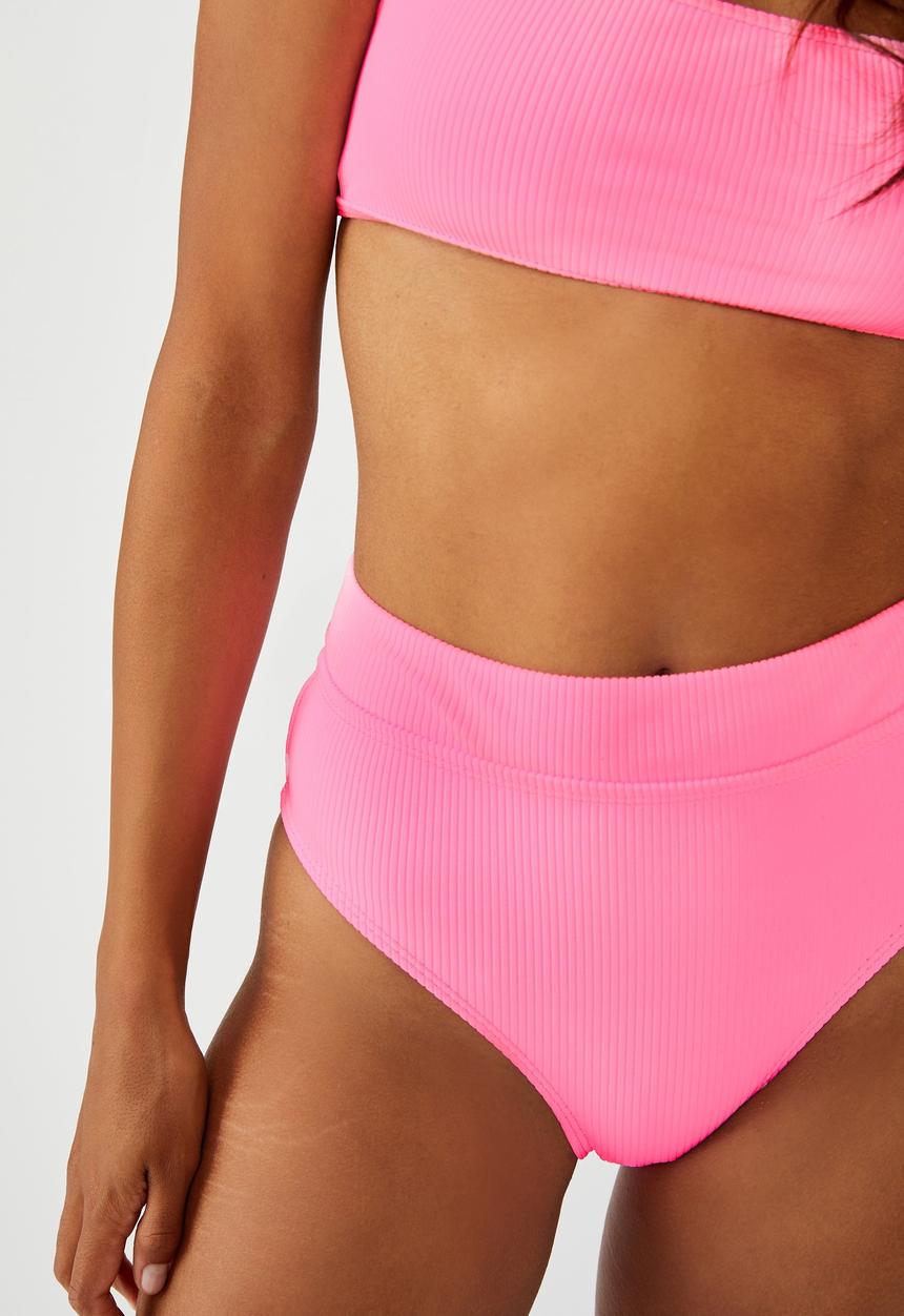 Cotton On - Highwaisted banded cheeky bikini bottom - pink