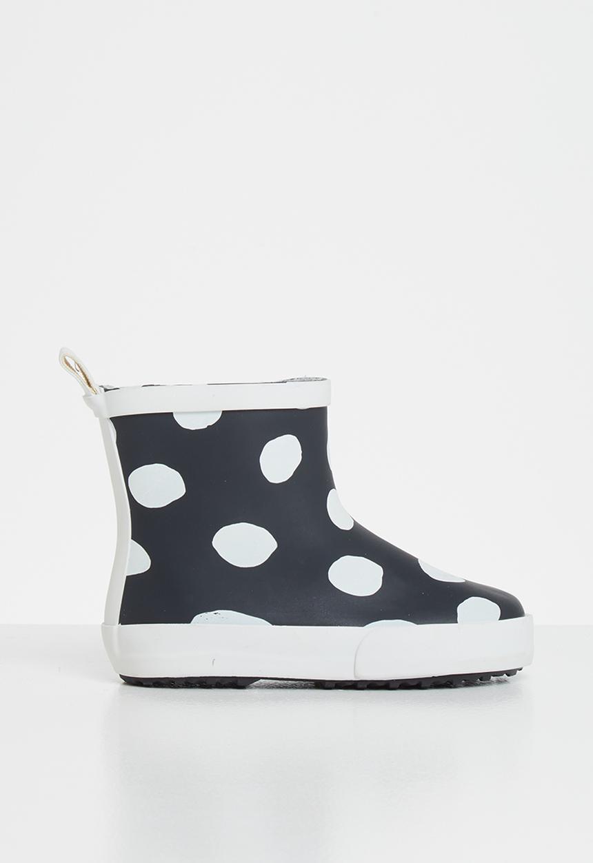 Pop Candy - Polka dot rain boot - black & white