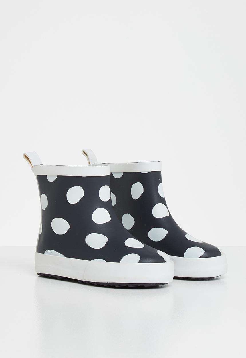 Pop Candy - Polka dot rain boot - black & white