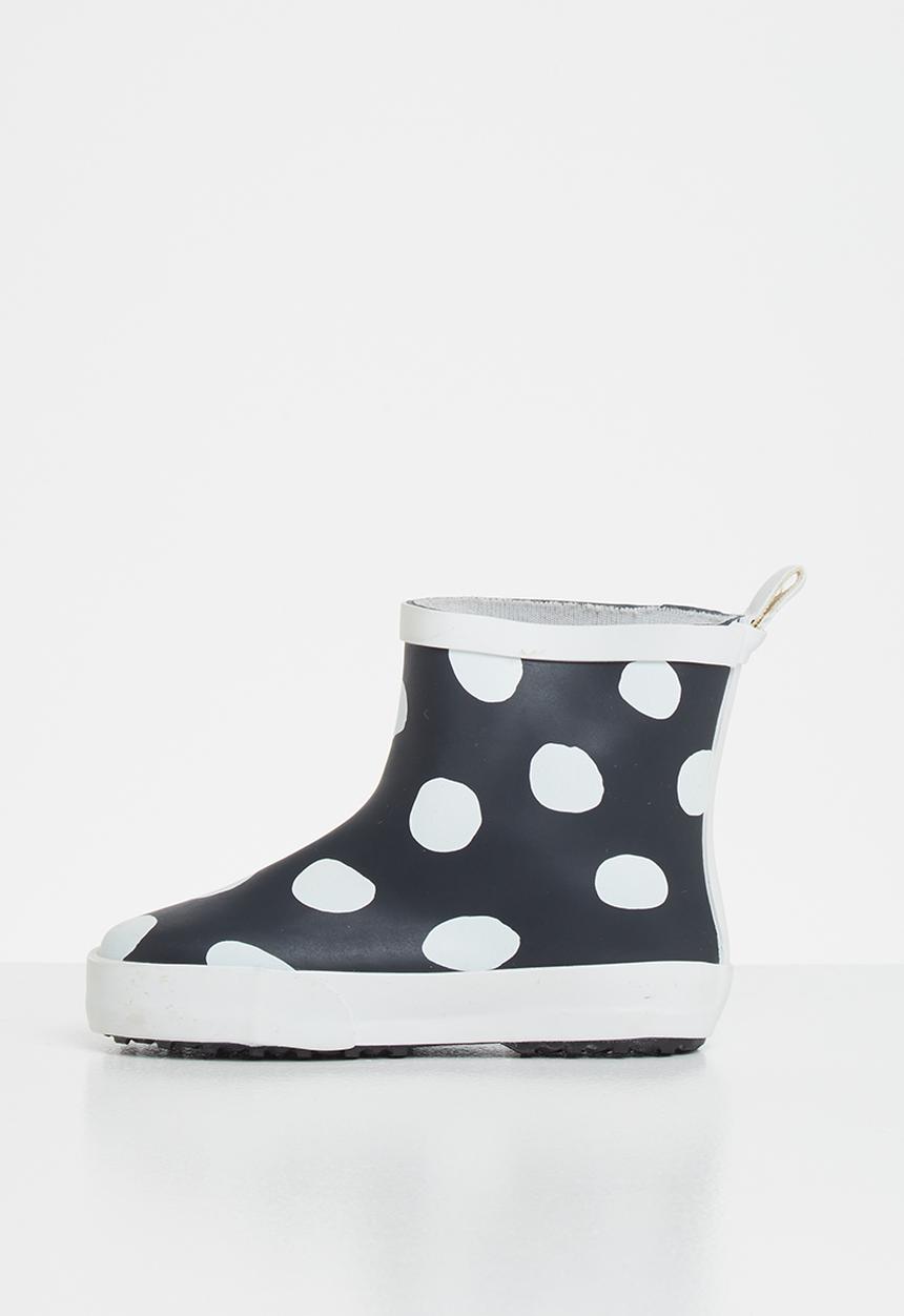 Pop Candy - Polka dot rain boot - black & white