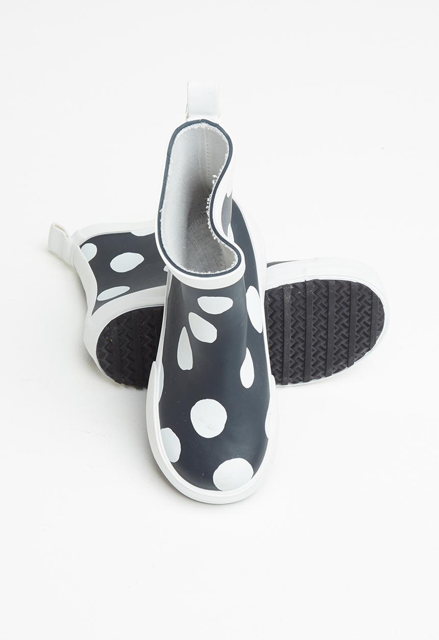 Pop Candy - Polka dot rain boot - black & white