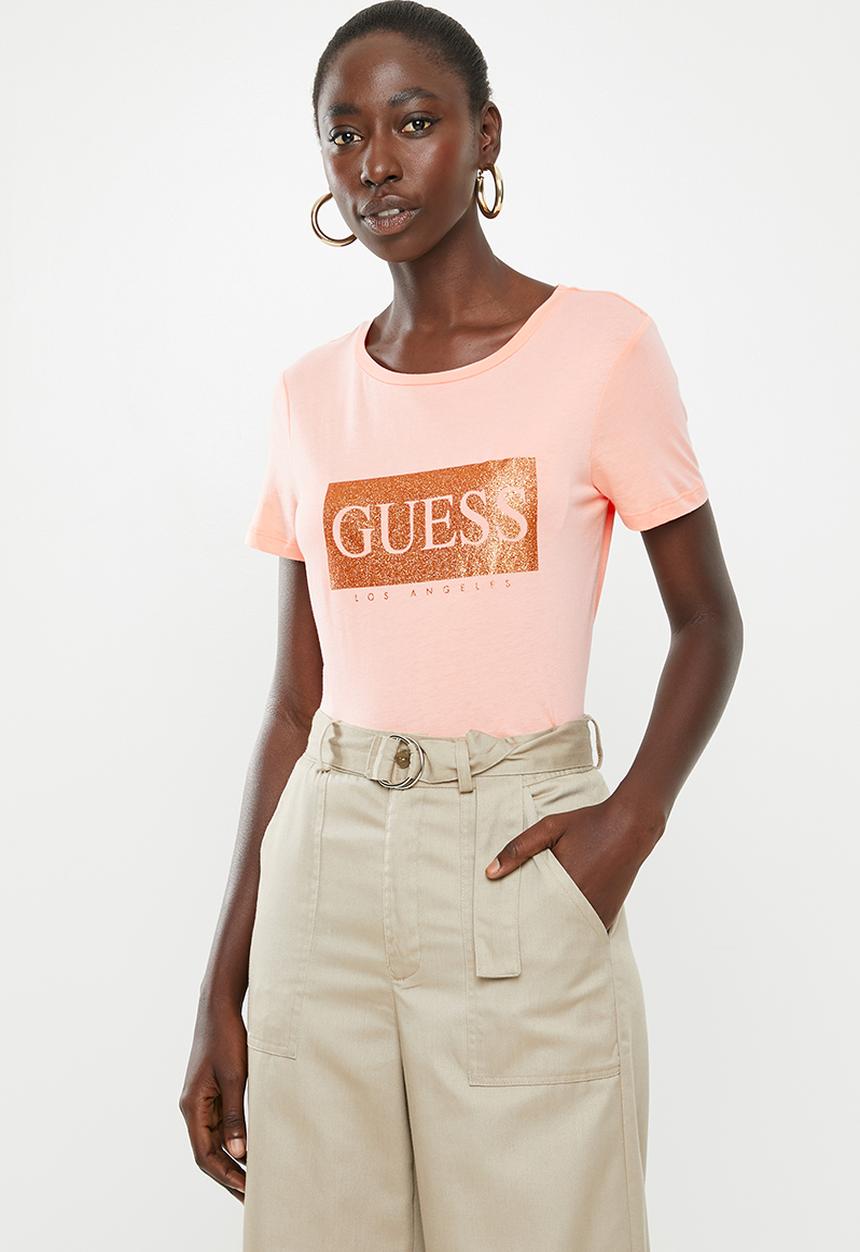 GUESS - Short sleeve blockup tee - coral