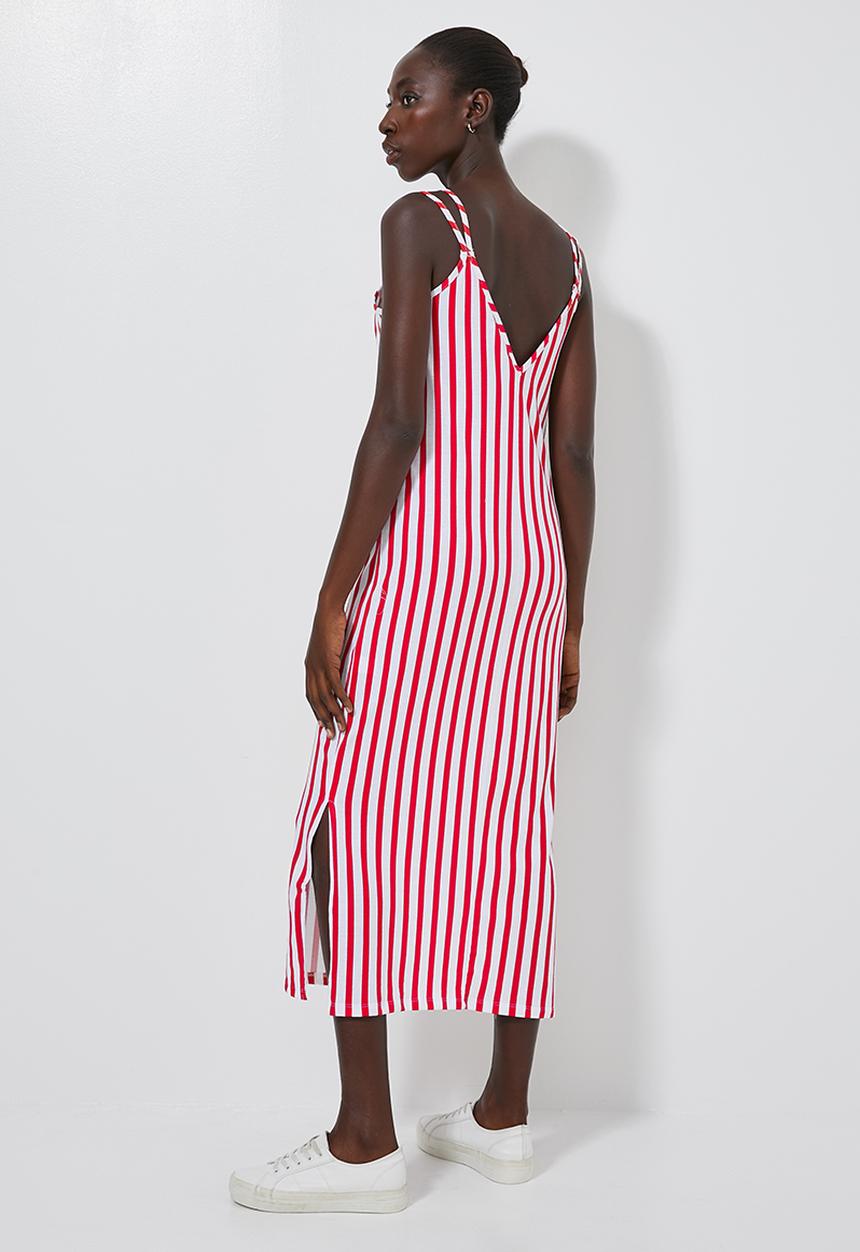 Superbalist - Knit strappy dress - red & white