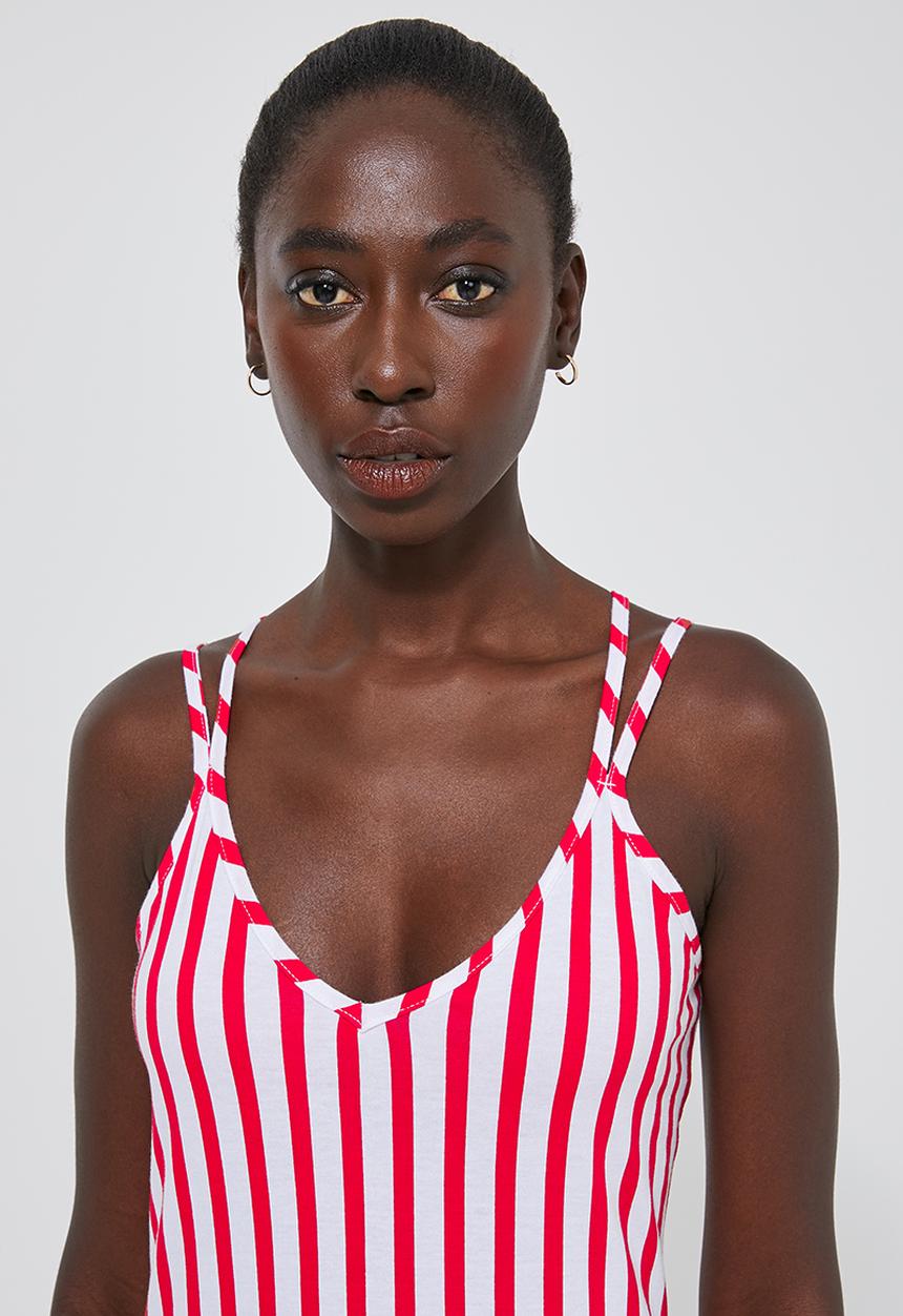 Superbalist - Knit strappy dress - red & white