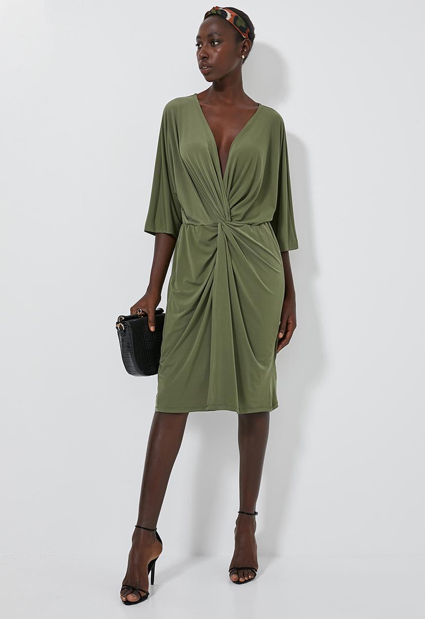 Superbalist - Kimono knot front dress - khaki