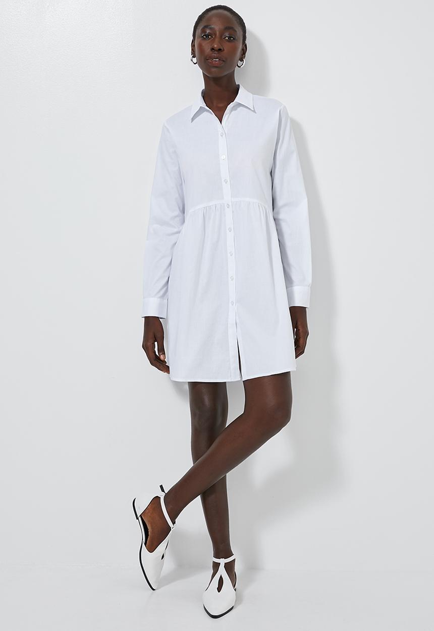 Superbalist - Babydoll shirt dress - white