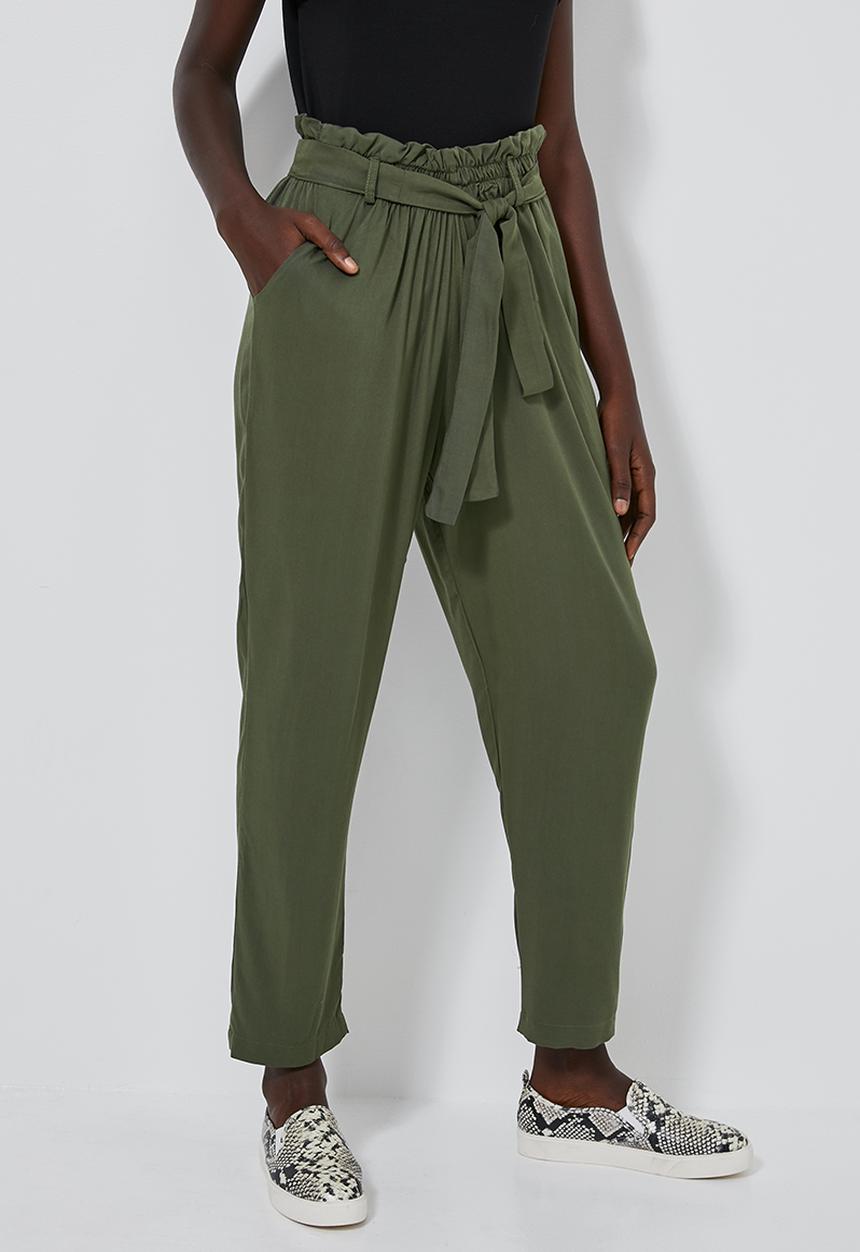 Superbalist - Soft paperbag trousers - khaki