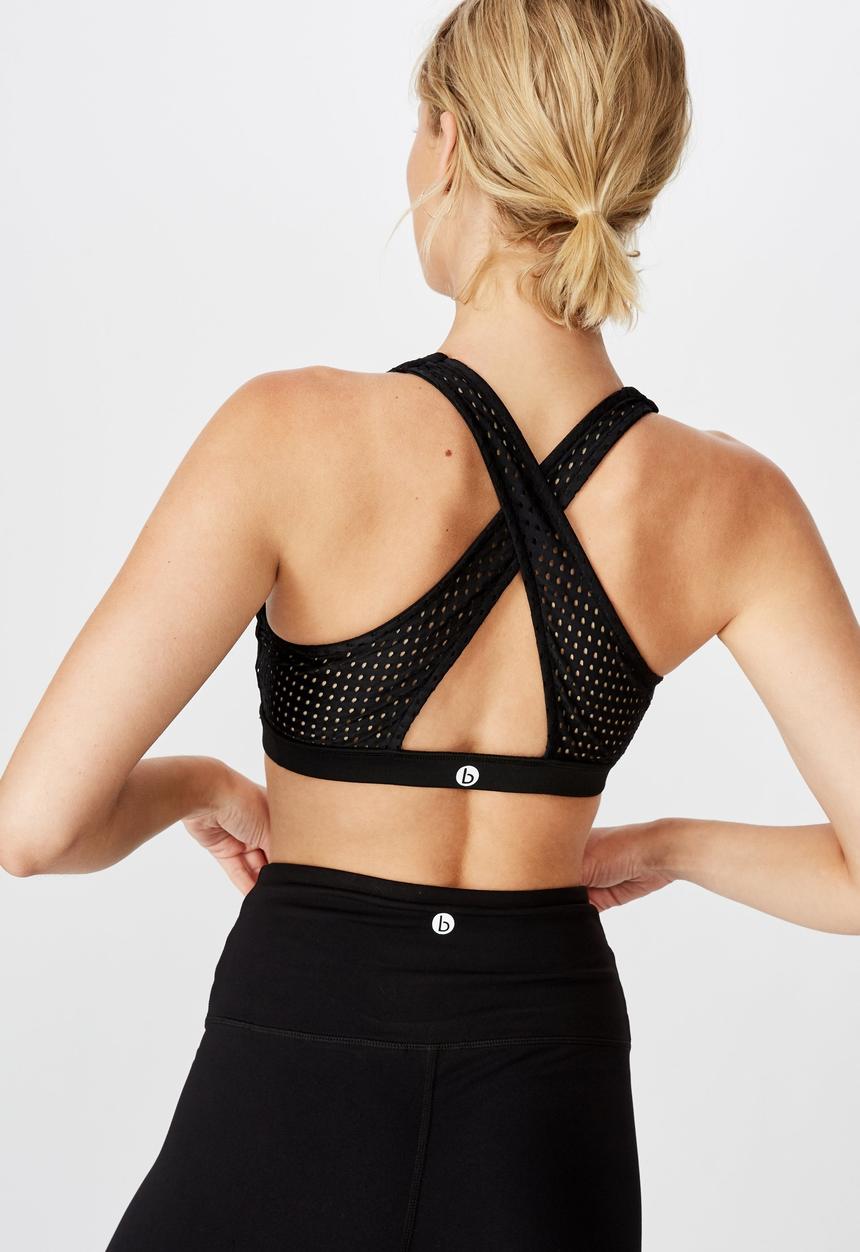 Cotton On - Workout cut out crop - black laser