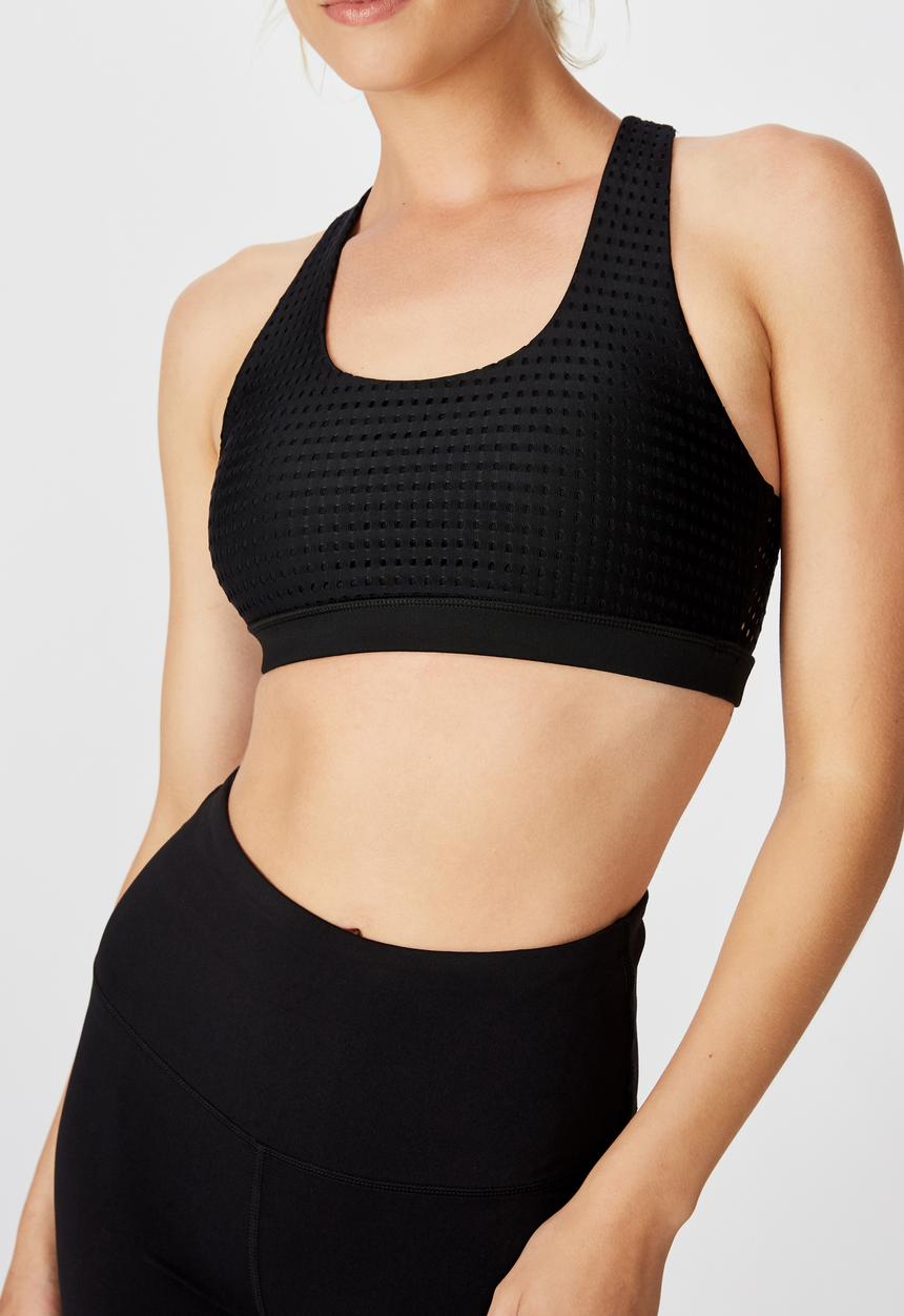 Cotton On - Workout cut out crop - black laser