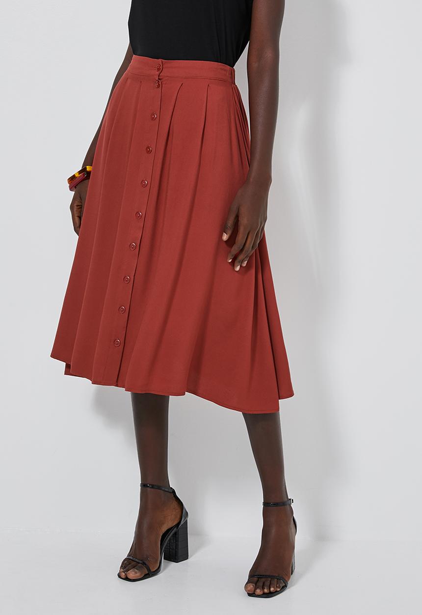 Superbalist - Inverted pleat midi skirt - red