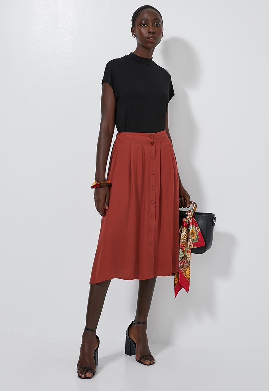 Superbalist - Inverted pleat midi skirt - red