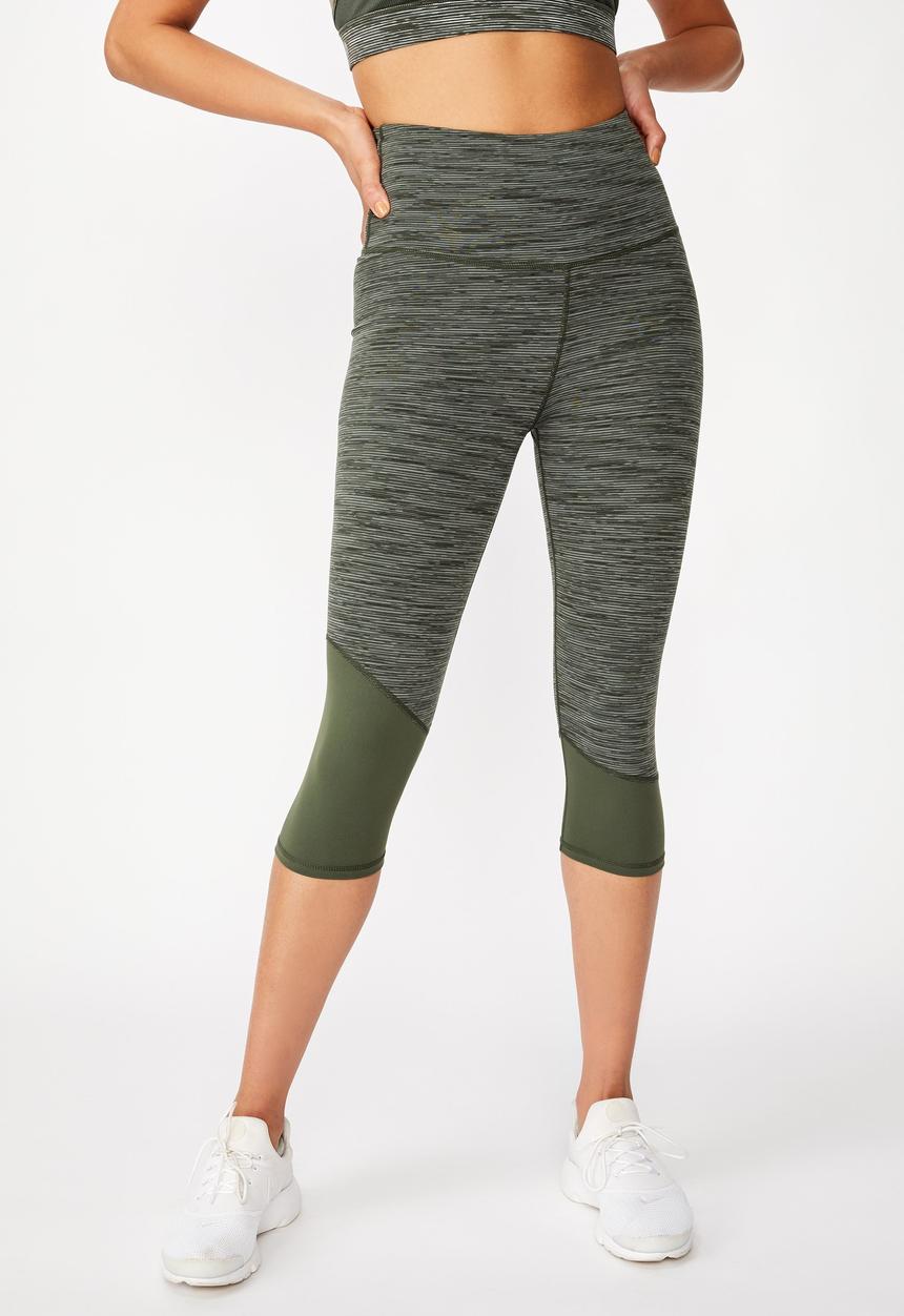 Cotton On - Panelled hem capri tights - khaki