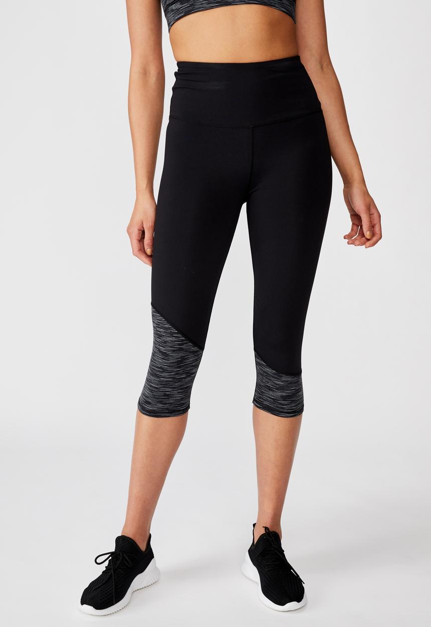 Cotton On - Panelled hem capri tights - black