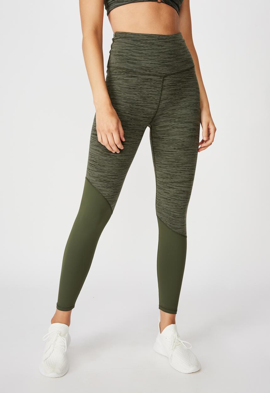 Cotton On - Panelled hem 7/8 tights - khaki