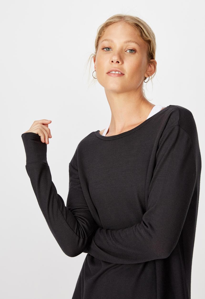 Cotton On - Back twist long sleeve top - navy