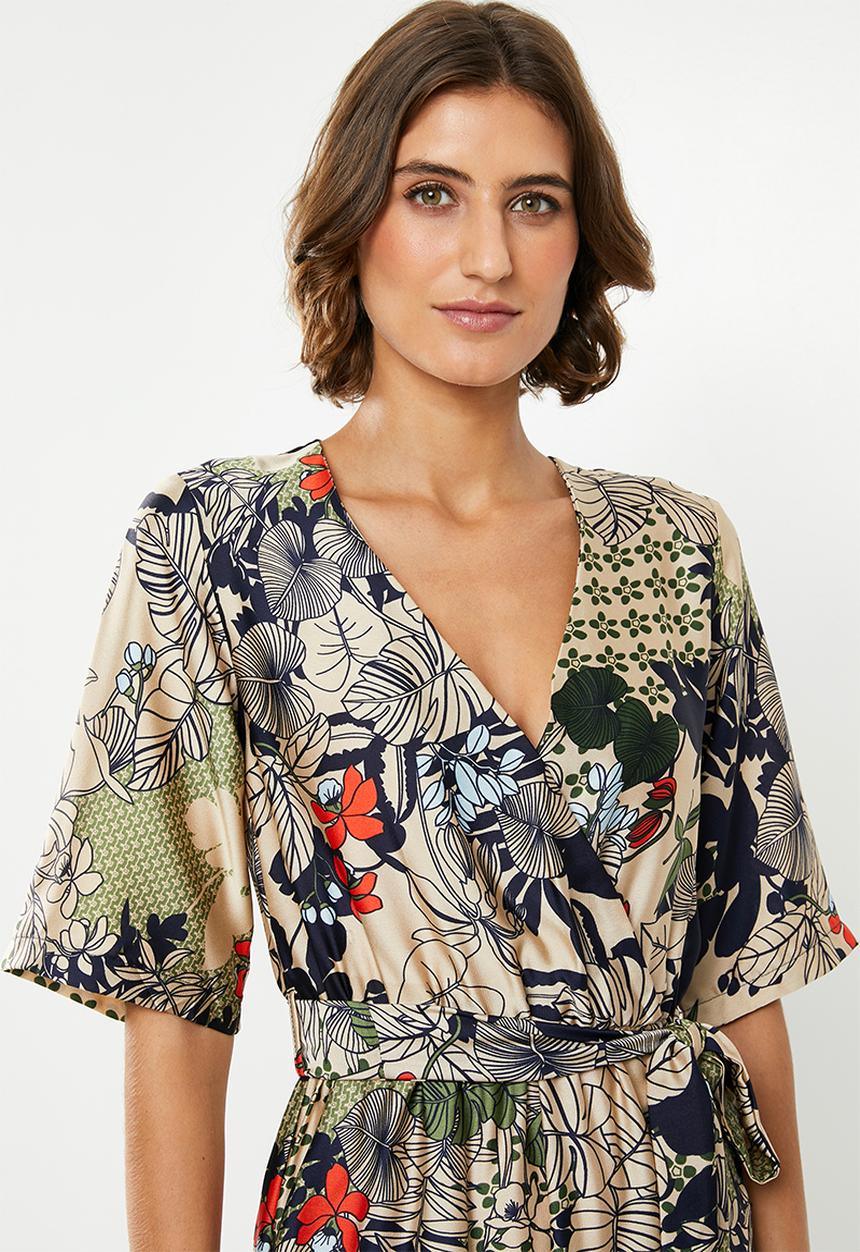 edit - Satin wrap jumpsuit - multi 