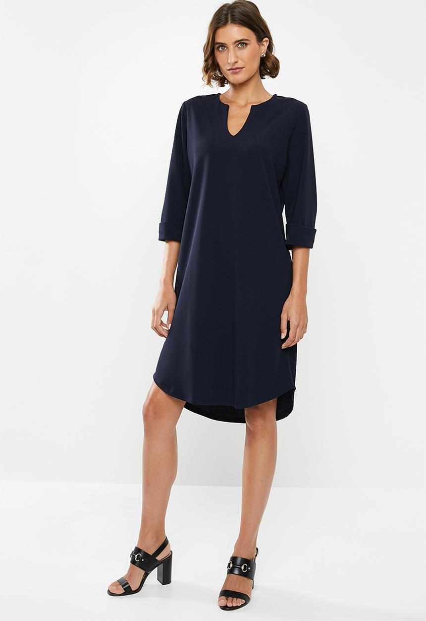 edit - Crepe tunic dress - navy