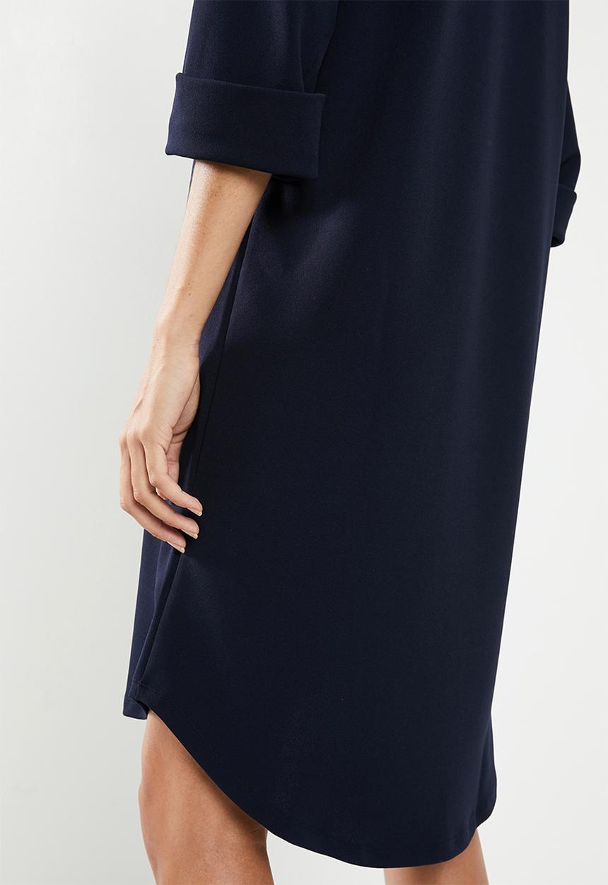 edit - Crepe tunic dress - navy