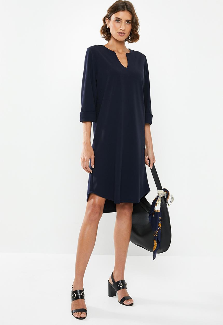 edit - Crepe tunic dress - navy