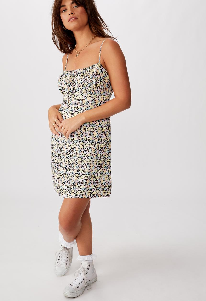 Factorie - Tie front mini dress malia mixed - floral